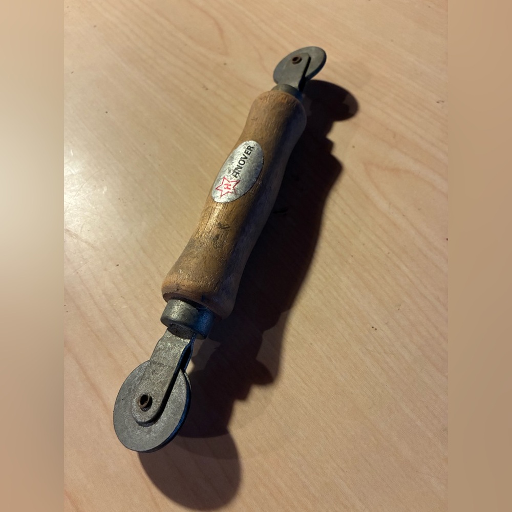 Leather Edge Roller with Wooden Handle vintage Hanover tool